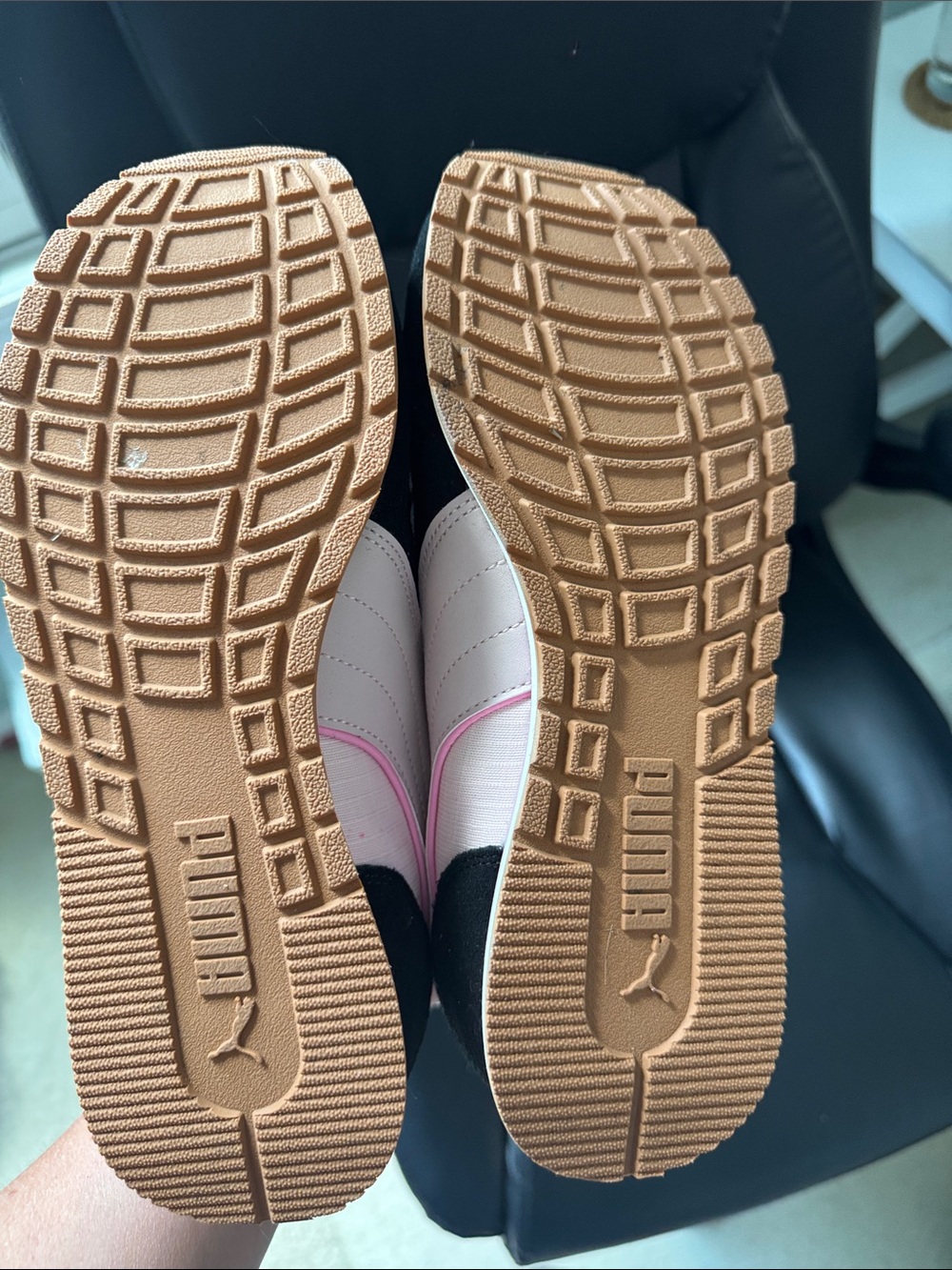 Puma Women’s Pale Pink and Black Retro Runner Sneakers - Picture 4 of 5